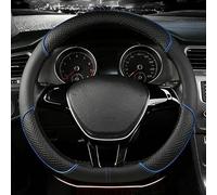 Steering Wheel Cover for Hummer H3 Alpha, Anti-Slip Diamond Pattern Microfiber Leather Breathable Protector (1 Pack),Black-Blue-D Shape