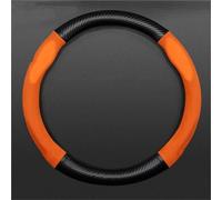 Steering Wheel Cover For Hyundai For Casper Steering Wheel Cover Carbon Fiber Fur Leather Super Thin Fit 4 Season Car Steering Covers(A-Orange-Round)