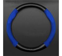 Steering Wheel Cover For Hyundai For Casper Steering Wheel Cover Carbon Fiber Fur Leather Super Thin Fit 4 Season Car Steering Covers(A-Blue-Round)