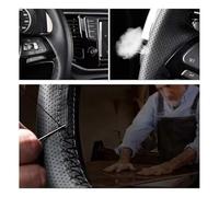 Steering Wheel Cover For Hyundai For Santa For Fe 2019 Artificial Leather Steering Wheel Cover DIY Black Hand-sewing Car Covers Steering Wheel Protector(Red)