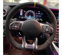 Steering Wheel Cover For Mercedes For Benz A B C E Class W177 W247 W213 W205 CLA GLB For AMG 2019-2021 Hand-stitch Leather Car Steering Wheel Cover Car Steering Covers(Style 4)