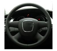 Steering Wheel Cover For Old For A4 For B7 For B8 For A6 C6 2004-2011 For Q7 2005-2011 For Q5 2008-2012 Hand-stitched Black Leather DIY Car Steering Wheel Cover(Light Blue Thread)