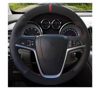 Steering Wheel Cover For Opel For Astra J Zafira 2010 2011 2012-2016 For Buick For Encore Cascada Verano 2013-2019 Car Steering Wheel Cover Black Genuine Leather Suede(Red Blue Thread)