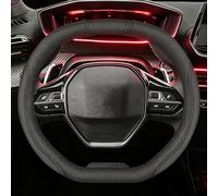 Steering wheel cover for Peugeot 2008 2015-2025 2026, steering wheel protector microfiber leather automotive accessories anti-slip breathable skin-touching,Black B