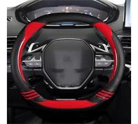 Steering Wheel Cover For Peugeot 3008 4008 5008 Steering Wheel Cover Cute Carbon Fibre PU Leather Girls Wheel Cover Wheel Cover(Red)