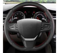 Steering Wheel Cover For Peugeot 408 For Traveller For Citroen C3-XR Hand Stitched Non-slip Leather Car Steering Wheel Cover Car Steering Wheel Protector(Red Line)