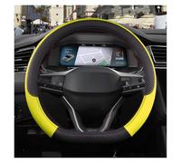 Steering Wheel Cover For Seat For Ibiza 6L 6J 6P 6F KJ1 FR Car Steering Wheel Cover PU Leather Non-slip 9 Colors Auto Accessories(D shape Yellow)