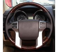 Steering Wheel Cover For Toyota For Land For Cruiser For Prado 2010-2017 Hand-Stitched Non-slip Leather Peach Wood Grain Car Steering Wheel Cover Car Steering Wheel Protector(Style 1)