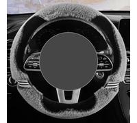 Steering Wheel Cover for Winter Plush Short Pile Anti-Slip Grip, Cute Cartoon Design Custom Fit for BYD Tang Song Yuan Qin Su Rui E2 E3 Models,O-type-Black