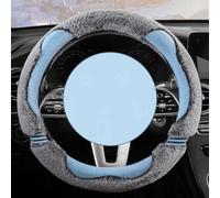 Steering Wheel Cover for Winter Plush Short Pile Anti-Slip Grip, Cute Cartoon Design Custom Fit for BYD Tang Song Yuan Qin Su Rui E2 E3 Models,O-type-Blue