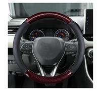 Steering Wheel Cover Genuine Leather Car Steering Wheel Cover Non-Slip For Toyota For Corolla CH-R For Camry For Rav4 For Auris For Prius For Yalis For Avensis Interior Accessories(WINE RED)
