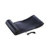 Steering Wheel Cover Genuine Leather Car Steering Wheel Cover With Needles Thread DIY Braid 37 38cm Anti-Slip Cowhide Steer Wheel Protector(Smooth Black)