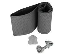 Steering wheel cover GREY genuine leather perforated padded with laces 37-39cm