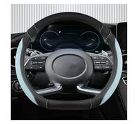 Steering Wheel Cover Ice Silk +Leather D Shape Car Steering Wheel Cover For Hyundai For Creta II 2021 2022 Wheel Sleeve Protector(Blue)