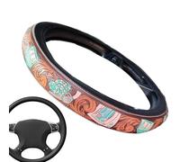 Steering Wheel Cover Leather | Auto Interior Vintage Cowboy Decor,Non-Slip Decorative Steering Wheel Cover for Sedan Car SUV Van Truck Offroad Vehicles Women Men Taxi