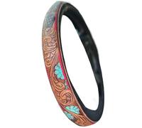 Steering Wheel Cover Leather, Cowboy Western Interior Decor, Non-Slip Decorative Steering Wheel Cover for Sedan Car SUV Van Truck Offroad Vehicles Women Men Taxi