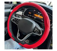 Steering Wheel Cover Leather D Cut Auto Steering Wheel Cover Breathable Non-Slip D Shape Sport Car Protector Accessories(Red)