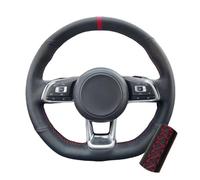 Steering Wheel Cover Leather Hand Sewing Car Steering Wheel Cover Trim Black For VW For Golf 7 For GTI For MK7 For Passat For Polo For Scirocco 2015 2016(Red Thread)