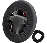 Steering Wheel Cover Matte Black, Soft PVC Anti-Slip Breathable Car Steering Wheel Protector, Universal 36-38cm/14.5-15 Inch, Scratch-Proof Oil-Resistant, Easy Install for Car Enthusiasts