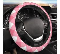 Steering Wheel Cover, Pink Gingham Plaid Print Car Steering Wheel Cover Women Men, Car Accessories for Cars SUV Trucks, Elastic Anti Slip Odorless, Universal 15 inch