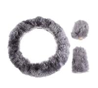 Steering Wheel Cover Set 3pcs for Winter Driving Comfort Fluffy Wool | Anti-slip, Anti-wear Finish, Luxurious Fashion Style, Driver-friendly Fit, Matching Gear and Handbrake Pieces