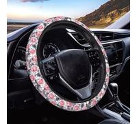 Steering Wheel Cover Spider Web Pink Roses Halloween Protective Cover Stretch Car Interior Accessory Comfortable & Durable Protector For Auto Fit Most Cars Vehicle 38Cm