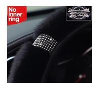 Steering Wheel Cover Steering Wheel Booster Cover | Diamond-studded Artificial Faux Rabbit Fur Car Rimless Steering Wheel Cover For Women(Purple)