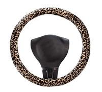 Steering Wheel Cover Steering Wheel Cover Set Anti-skid Leopard Print Car Wheel Protector with Keychain Grip Cover Soft Steering Wheel Cover