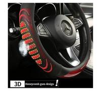 Steering Wheel Cover Three Dimensional Honeycomb Steering Wheel Cover Durable Leather Cover With Anti-slip Linning Universal 14.5-15in(Black)