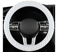 Steering Wheel Cover Universal 15inch 1Pc Plush Solid Color Winter Car Steering Wheel Cover, No Inner Ring Car Wheel Cover Protector(White)