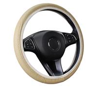 Steering Wheel Cover, Universal 37-38cm Microfibre Leather Breathable Steering Wheel Covers, Elastic Soft Anti-Slip Car Steering Wheel Covers Car Interior Accessories for Most Cars (Beige)