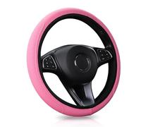 Steering Wheel Cover, Universal 37-38cm Microfibre Leather Breathable Steering Wheel Covers, Elastic Soft Anti-Slip Car Steering Wheel Covers Car Interior Accessories for Most Cars (Pink)