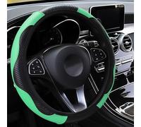 Steering wheel cover, Universal Carbon Fiber Leather Steering Wheel Cover | Anti-Slip Breathable Sports Design | Fits 37-39cm (14.5-15 inches)(Green)