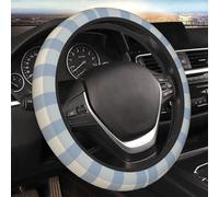 Steering Wheel Cover, Vintage Blue Gingham Print Car Steering Wheel Cover Women Men, Car Accessories for Cars SUV Trucks, Elastic Anti Slip Odorless, Universal 15 inch
