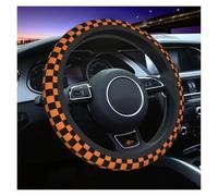 Steering Wheel Cover Wheel Steering Protector Checkerboard Auto Car Steering Wheel Cover Plaid Universal 37-38cm Steering Wheel Protector(Orange and black)
