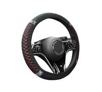 Steering Wheel Cover with Rhinestones, 15 IN Universal Sparkly Crystal Diamond Wheel Accessories, Embroidered Elastic Anti-Slip Leather Car Steering Wheel Protector for Women Men (Black with red line)