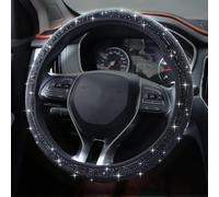 Steering Wheel Cover With Sparkling Crystals,38 cm/15 inch Universal Fit Steering Wheel Cover with Bling Rhinestones,for Women or Men, Easy Installation and Cleaning (Black)