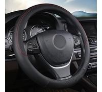 Steering Wheel Covers Anti-Slip Car Steering Wheel Cover Leather 38CM Universal Auto Steering Wheel Covers Cases Protect 15Inch For VW For Golf 4 For MK4 For Gti(Black1)