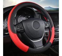 Steering Wheel Covers Anti-Slip Car Steering Wheel Cover Leather 38CM Universal Auto Steering Wheel Covers Cases Protect 15Inch For VW For Golf 4 For MK4 For Gti(Red2)