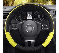 Steering Wheel Covers Anti-Slip Car Steering Wheel Cover leather braid on the steering wheel for VW for ATLAS for VILORAN for Golf 7 Auto Interior Accessories(Yellow7)