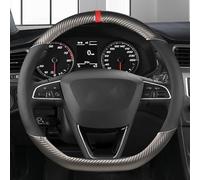 Steering Wheel Covers Anti-Slip Carbon Car Steering Wheel Cover For Seat For Leon 5F Mk3 2013-2021 For Ibiza 6J For Tarraco For Arona For Ateca For Alhambra(GREY D SHAPE)