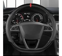Steering Wheel Covers Anti-Slip Carbon Car Steering Wheel Cover For Seat For Leon 5F Mk3 2013-2021 For Ibiza 6J For Tarraco For Arona For Ateca For Alhambra(BLACK D SHAPE)