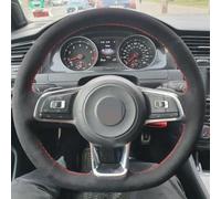 Steering Wheel Covers Anti-Slip Carbon Fiber Black Genuine Leather Suede Car Steering Wheel Cover For VW For Golf 7 GTI R MK7 For Polo For Scirocco 2015 2016(Style 8)