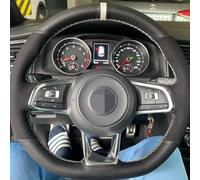 Steering Wheel Covers Anti-Slip Carbon Fiber Black Genuine Leather Suede Car Steering Wheel Cover For VW For Golf 7 GTI R MK7 For Polo For Scirocco 2015 2016(Style 9)