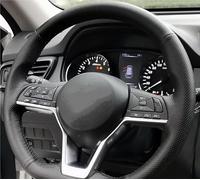 Steering Wheel Covers Anti-Slip Customized Car Steering Wheel Cover Wear-resisting Non-slip Microfiber Leather For Nissan For X-Trail 2017 Car Accessories(Yellow Thread)