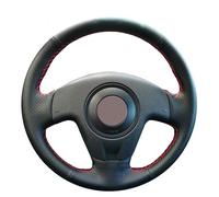 Steering Wheel Covers Anti-Slip DIY Genuine leather Steering Wheel Cover Hand-Stitched Black Car Steering Wheel Cover for Seat for Ibiza 2004 2005 2006(Red thread)