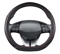 Steering Wheel Covers Anti-Slip For Hyundai for ioniq 2016 2017 2018 2019 2020 2021 2022 Car Steering Wheel Cover D Shape PU Leather Auto Accessories interior(Black-Red2)