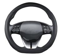 Steering Wheel Covers Anti-Slip For Hyundai for ioniq 2016 2017 2018 2019 2020 2021 2022 Car Steering Wheel Cover D Shape PU Leather Auto Accessories interior(Black1)