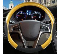 Steering Wheel Covers Anti-Slip For Hyundai i20 for Elite i20 I II III 2008~2022 Car Steering Wheel Cover Microfiber Leather + Carbon Fiber Auto Accessories(O shape Yellow)