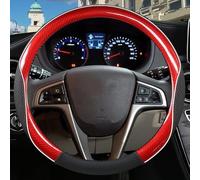 Steering Wheel Covers Anti-Slip For Hyundai i20 for Elite i20 I II III 2008~2022 Car Steering Wheel Cover Microfiber Leather + Carbon Fiber Auto Accessories(O shape Red)